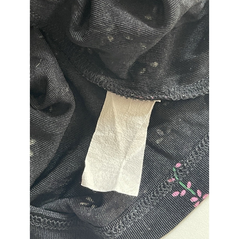 Vintage Y2K DressBarn Babydoll Black Floral Top Sz S Fairycore Dark Coquette - Picture 7 of 10